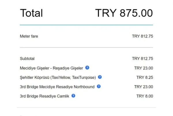 Cost of Uber Taxi From Istanbul Saw Airport to City Center